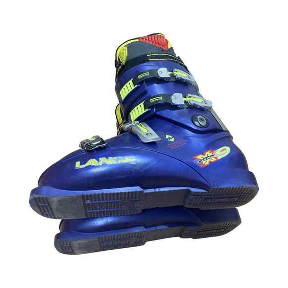 LANGE X9 ZERO Downhill Ski Boots Alpine Men’s Size 12 Blue Yellow 340mm *READ